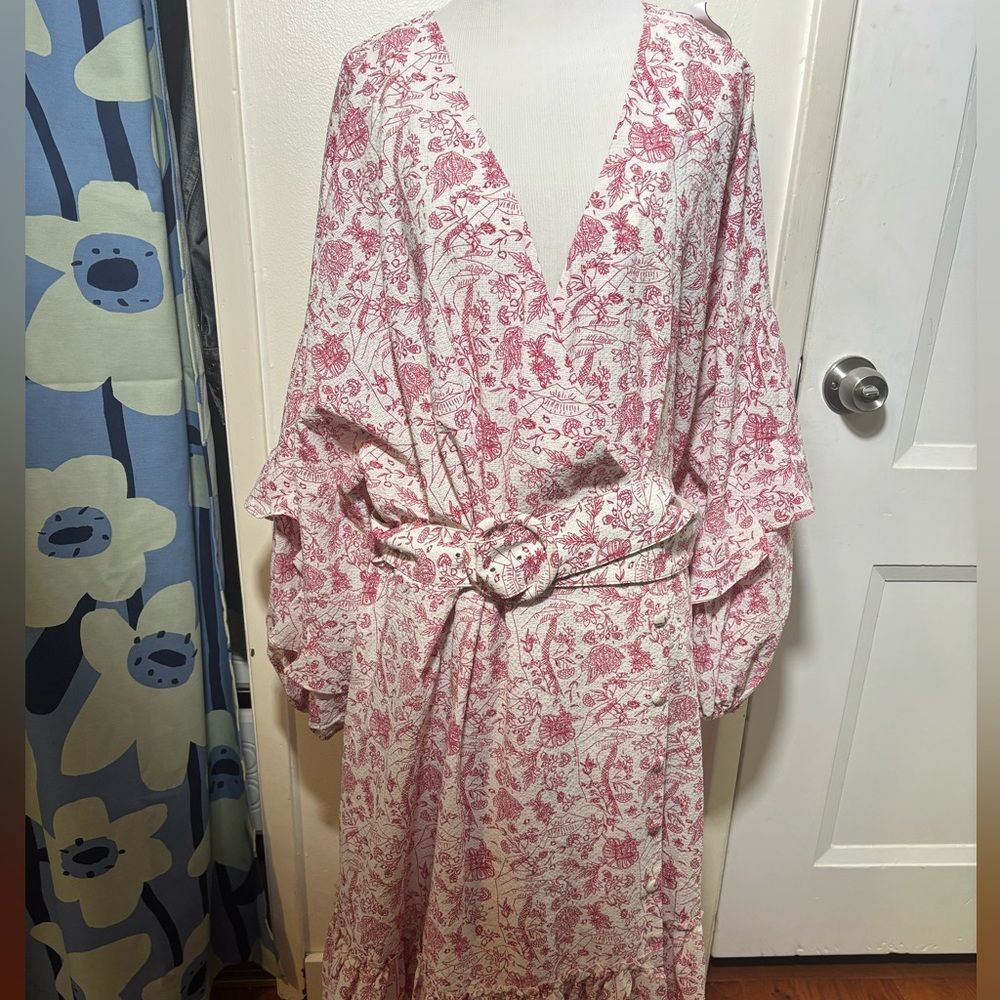 Ted Baker Size 14 / 6 Daritaa Floral Embroidered Wrap midi Dress large cottage - Picture 3 of 7